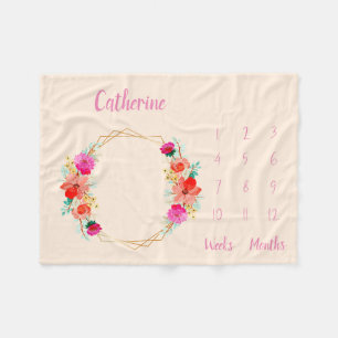 Personalised Baby Milestone Fleece Blanket