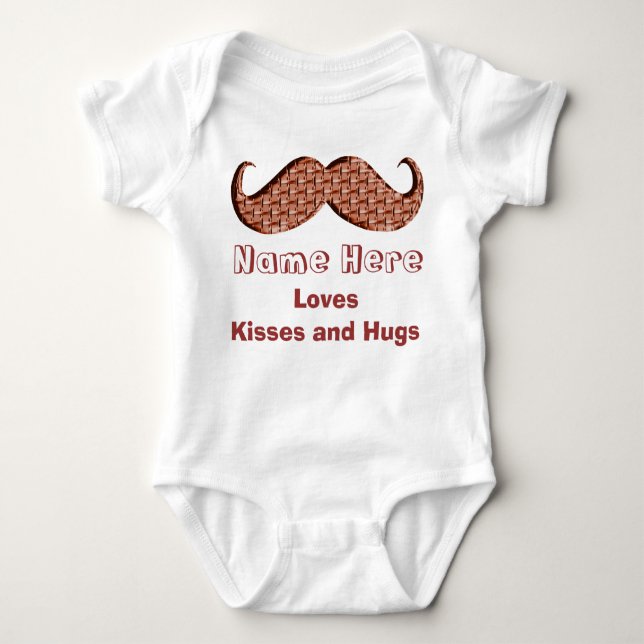 Personalised Baby Moustache Clothes One Piece Baby Bodysuit (Front)