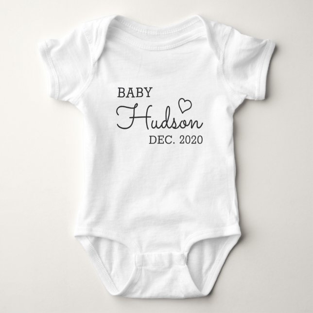 Personalised Baby Name Announcement Bodysuit (Front)