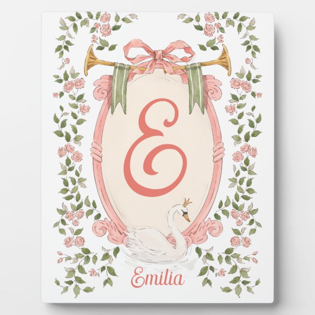 Personalised Baby Name Display Princess Swan Plaque (Front)