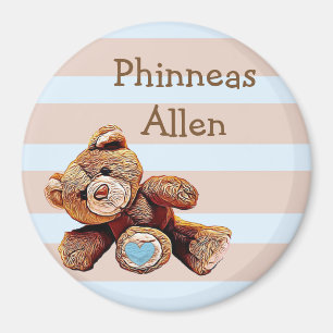 Personalised Baby Name Magnet with cute Teddy Bear