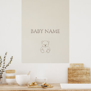 Personalised Baby Name Nursery Poster Minimal