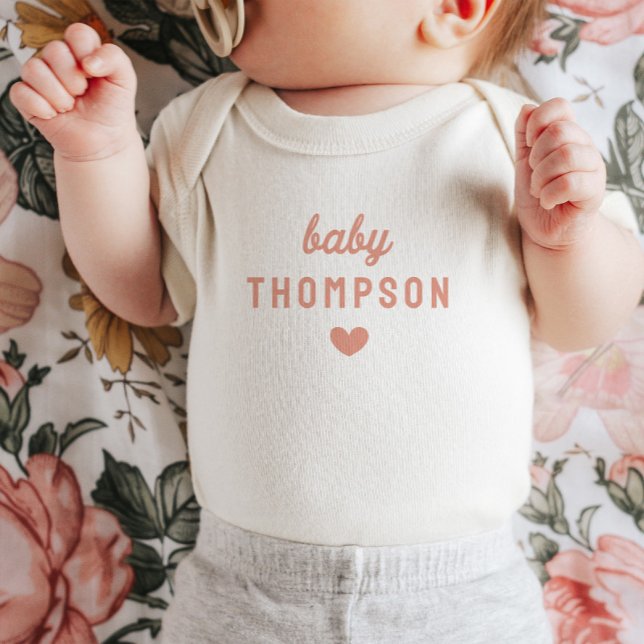 Personalised Baby Name Pink Heart Announcement  Bodysuit (Creator Uploaded)