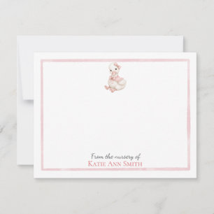 Personalised Baby Note Cards Pink Duck Nursery