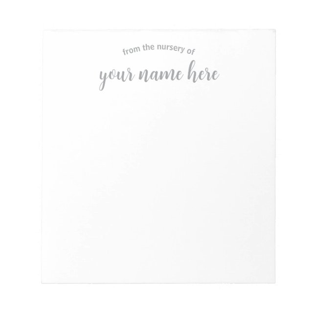 Personalised Baby Nursery Notepad (Front)