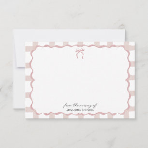 Personalised Baby Nursery Pink Border Notecard