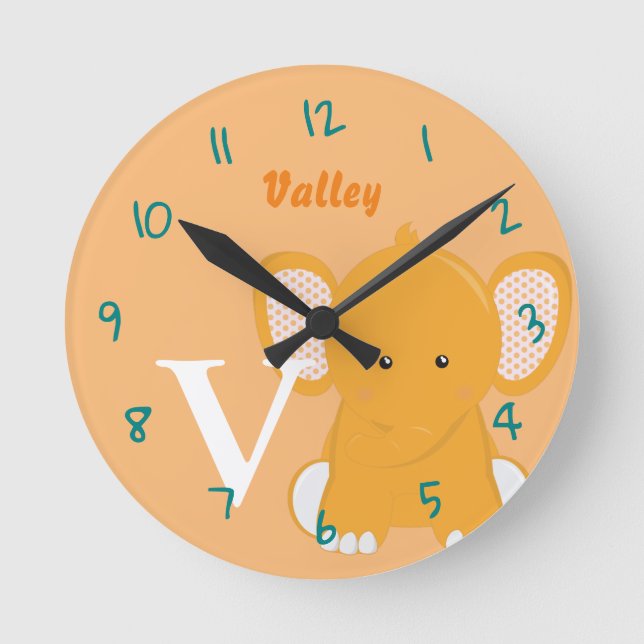 Personalised Baby Orange  Round Clock (Front)