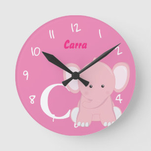 Personalised Baby Pastel Pink Round Clock
