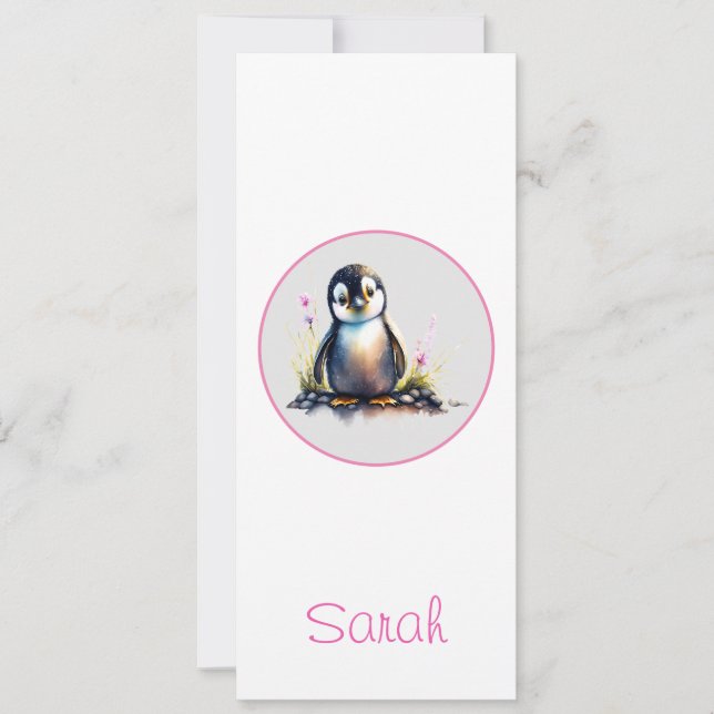 Personalised Baby Penguin Bookmark (Front)
