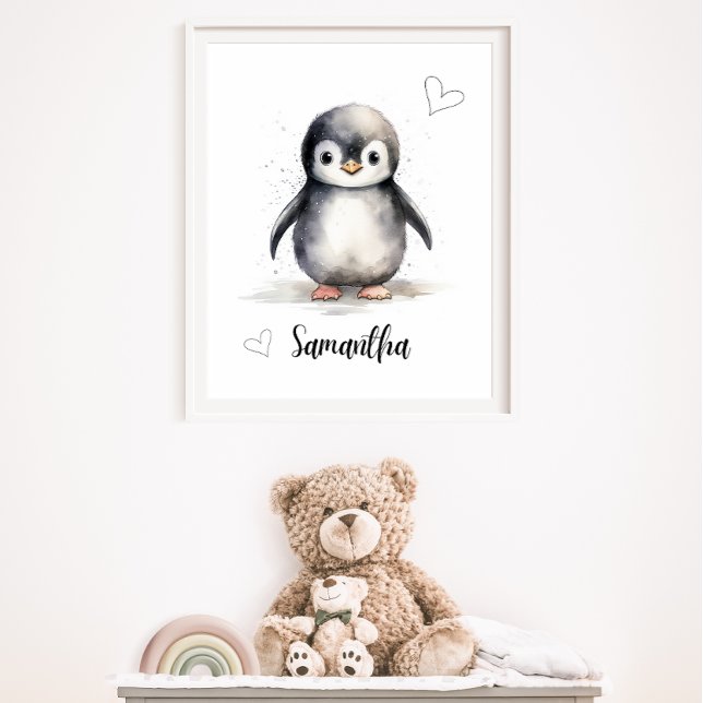 Personalised Baby Penguin Nursery Wall Art  (Creator Uploaded)