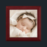 Personalised Baby Photo Birth Wood Keepsake Box<br><div class="desc">A sweet personalised new baby photo with name and date of birth,  wood lacquered keepsake box. Replace this photo with your own favourite photo of any kind. New baby,  wedding,  graduation,  etc.</div>