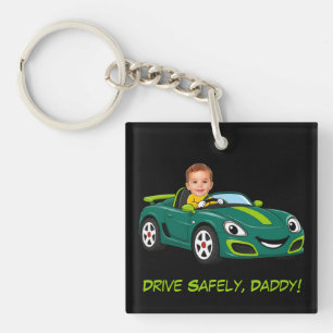 Personalised Baby Photo Drive Safely Daddy Car Key Ring