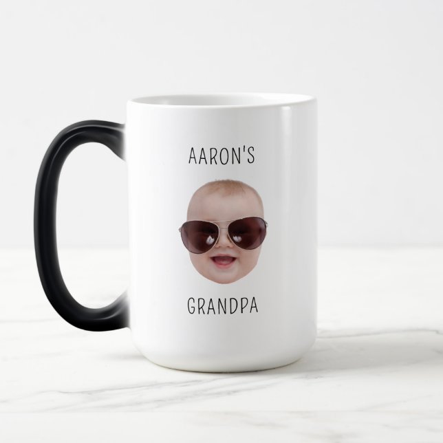 Personalised Baby Photo For Papa Birthday Gift Magic Mug (Left)