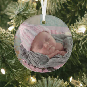 Personalised Baby Photo Glass Tree Decoration