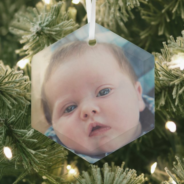 Personalised Baby Photo   Glass Tree Decoration (Insitu)