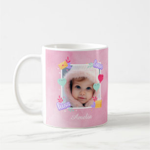 Personalised Baby Photo - Love, Kiss, and Hearts Coffee Mug