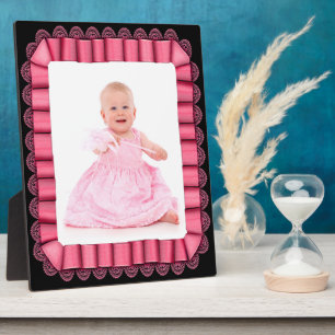 Personalised Baby Photo Pink Lace Ribbon Frame