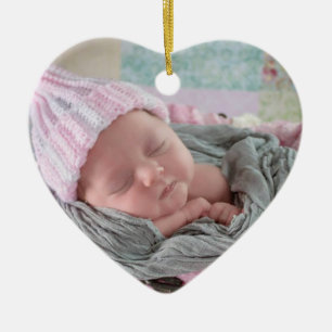 Personalised Baby Photo Pink Snowflake Ceramic Ornament