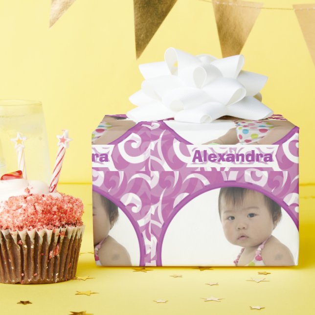Personalised Baby Photo Wrapping Paper (Birthday Party)