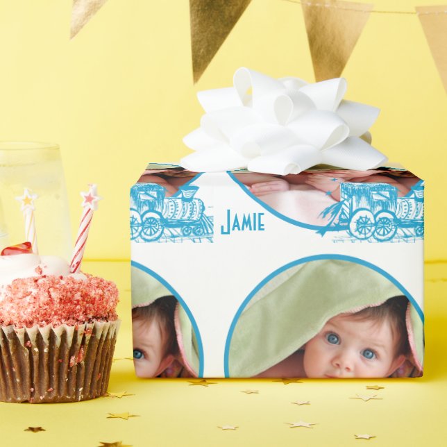 Personalised Baby Photo Wrapping Paper (Birthday Party)
