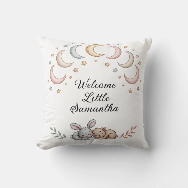 Personalised Baby Pillow – Bunny & Bear  (Front)