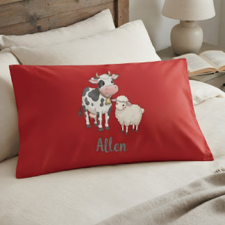 Personalised Baby Pillow Cover with Cute Cow