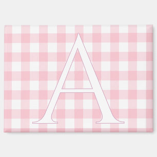 Personalised Baby Pink Gingham Monogram Magnet