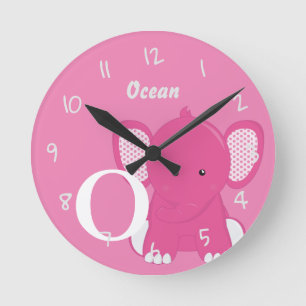 Personalised Baby Pink Round Clock