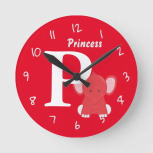 Personalised Baby Red Round Clock