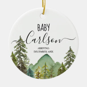 Personalised Baby Reveal Pregnancy Mountain Ceramic Ornament