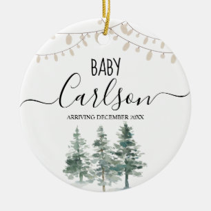 Personalised Baby Reveal Pregnancy Pine Tree Ceram Ceramic Ornament