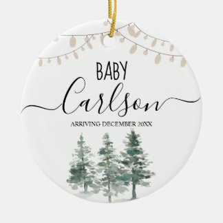 Personalised Baby Reveal Pregnancy Pine Tree Ceram Ceramic Ornament