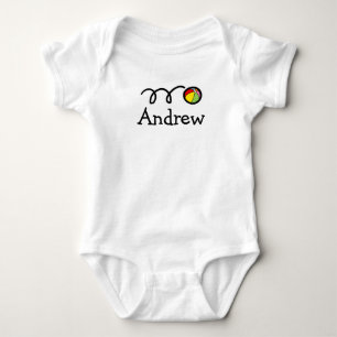 Personalised baby romper bodysuit with beach ball