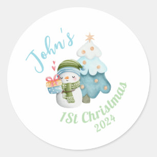 Personalised Baby’s 1st Christmas Classic Round Sticker