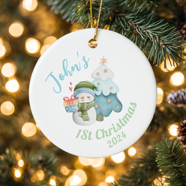 Personalised Baby’s 1st Christmas with photo Ceramic Ornament (Creator Uploaded)