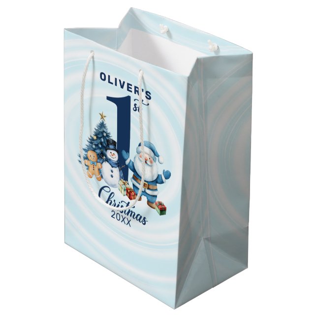 Personalised Baby’s First Christmas  Medium Gift Bag (Back Angled)