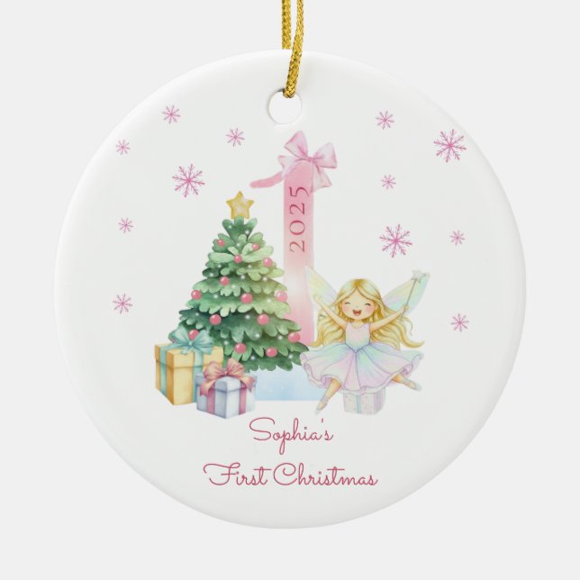 Personalised Baby’s First Christmas Ornament 2025 (Front)