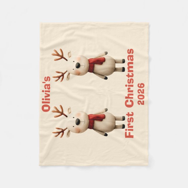 Personalised Baby’s First Christmas Ornament  Fleece Blanket (Front)