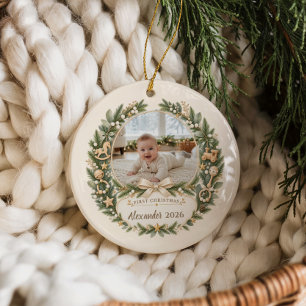 Personalised Baby’s First Christmas Photo Ceramic Ornament