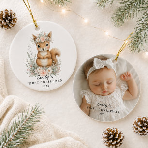 Personalised Baby’s First Christmas Photo Squirrel Ceramic Ornament