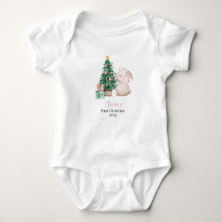 Personalised Baby’s First Christmas rabbit theme Baby Bodysuit