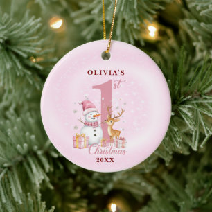 Personalised Baby’s First Christmas Snowman Ceramic Ornament