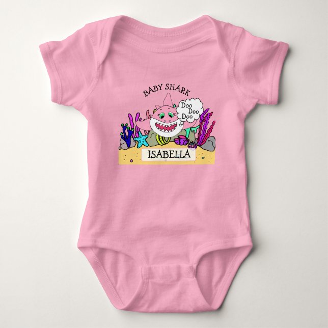 Personalised Baby Shark Baby's Bodysuit (Front)