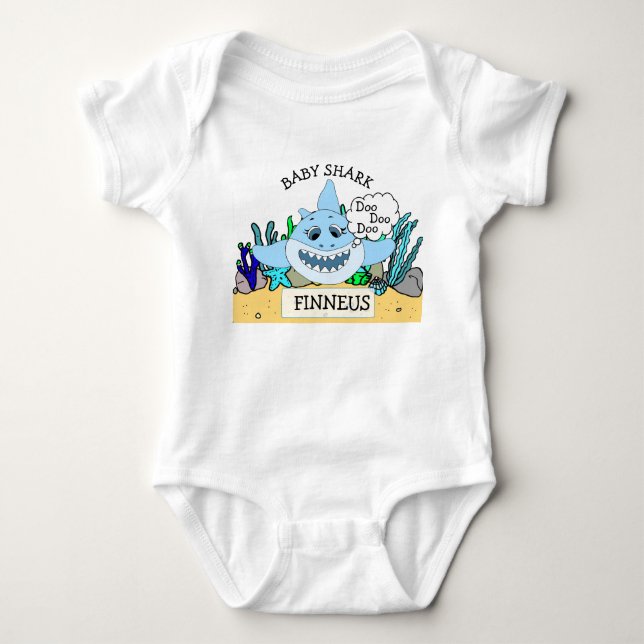 Personalised Baby Shark Baby's Bodysuit (Front)