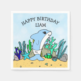 Personalised Baby Shark Birthday Napkin
