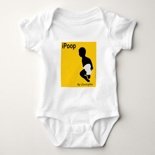 Personalised Baby Shirt, iPoop By Christopher Bodysuit (Front)