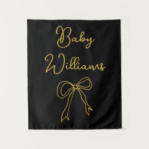 Personalised Baby Shower Black & Gold Photo Booth Tapestry