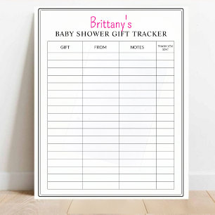 Personalised Baby Shower Gift Log Tracker