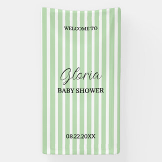 Personalised Baby Shower Green Striped Party  Banner
