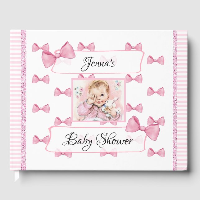 Personalised Baby Shower Guest Book Pink (Front)